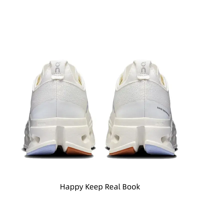 Off-white Thick-soled Hollow Cushioning Running Shoes, Breathable Knit Upper with Streamlined Hollow Outsole Design