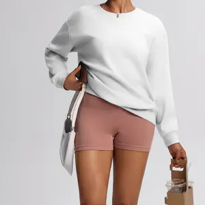 Betto Woman 's ecosmart round neck pullover sweater ,comfortable wool blend top ,sporty loose fit ,eco-friendly daily wear