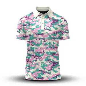 Camo Color Patten Golf Polo Shirt Print Gift for Men Lightweight Outdoor