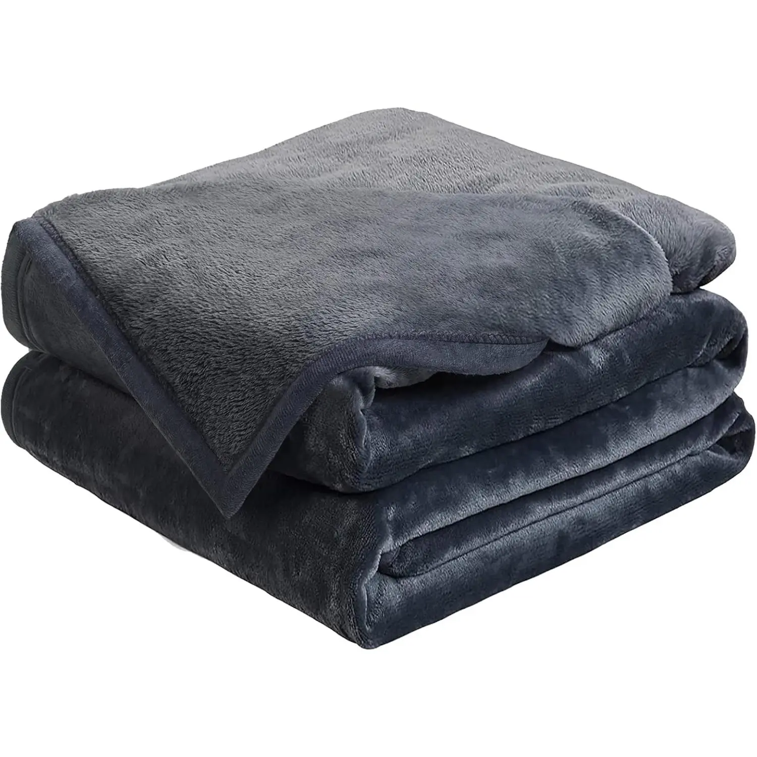 Queen Size Modern Microfiber Fleece Blanket - 90x90 in Solid Dark Grey, Soft, Lightweight Warmth, Plush Texture, 2 Different Sides, Machine Wash for Couch Sofa