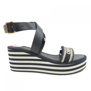 Pre-owned Dior Cotton Small Leather Goods Christian Embroidery Sandals