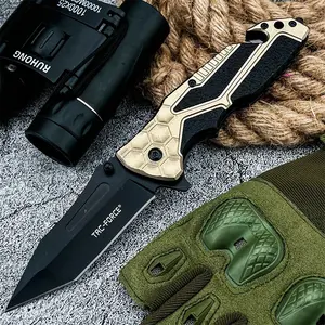 High-quality wear-resistant folding knife with 5Cr13MoV steel blade and aluminum alloy handle. A practical outdoor camping knife and versatile portable tool for fishing and hiking.