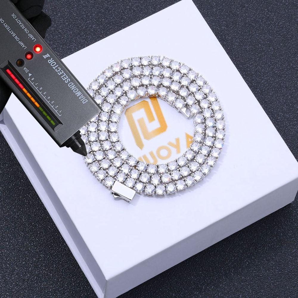 3mm 4mm 5mm Iced Out VVS Moissanite Diamond Tennis Chain 925 Sterling Silver Customized Fine Jewelry Wholesale Prices