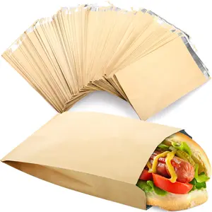 150 Pack Hamburger Wrappers, Aluminum Foil Hot Dog Sleeves, Grease Resistance Disposable Sandwich Bags, Foil BBQ Bags for Snack Bars, Food Truck, Take Out, Concession Stand