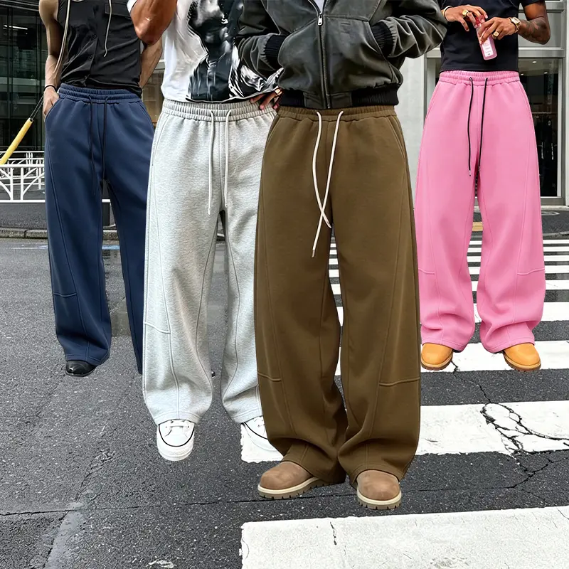 Men’s Winter Loose Drawstring Sweatpants - Solid Color, Pockets, Wide-Leg - Loose Sports Pants, Athletic Casual Trousers, Casual Sporty Trousers, Outdoor, Street Style - Suitable for Workouts, Daily Wear, Outdoor Sweatpants