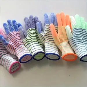 2 Pair Multi-Purpose Garden Gloves - Anti-Slip, Breathable & Durable Nylon with Elastic Cuffs - Assorted Pastel Colors for Digging, Planting, Weeding, Gardening & Lawn Care, Garden Tools