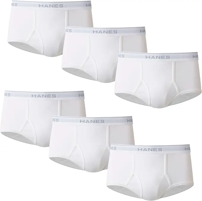 Men's Moisture-Wicking Cotton Briefs, Pack of 6, White, Medium - Human, Menswear