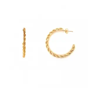 Elegant Gold Rope Hoop Earrings for Women