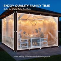 Block Pollen Dust Clear Patio Curtain - Heavy Duty PVC Outdoor Enclosure, WaterproofWindproof Transparent Tarp, Gazebo Porch Panels for Furniture Protection