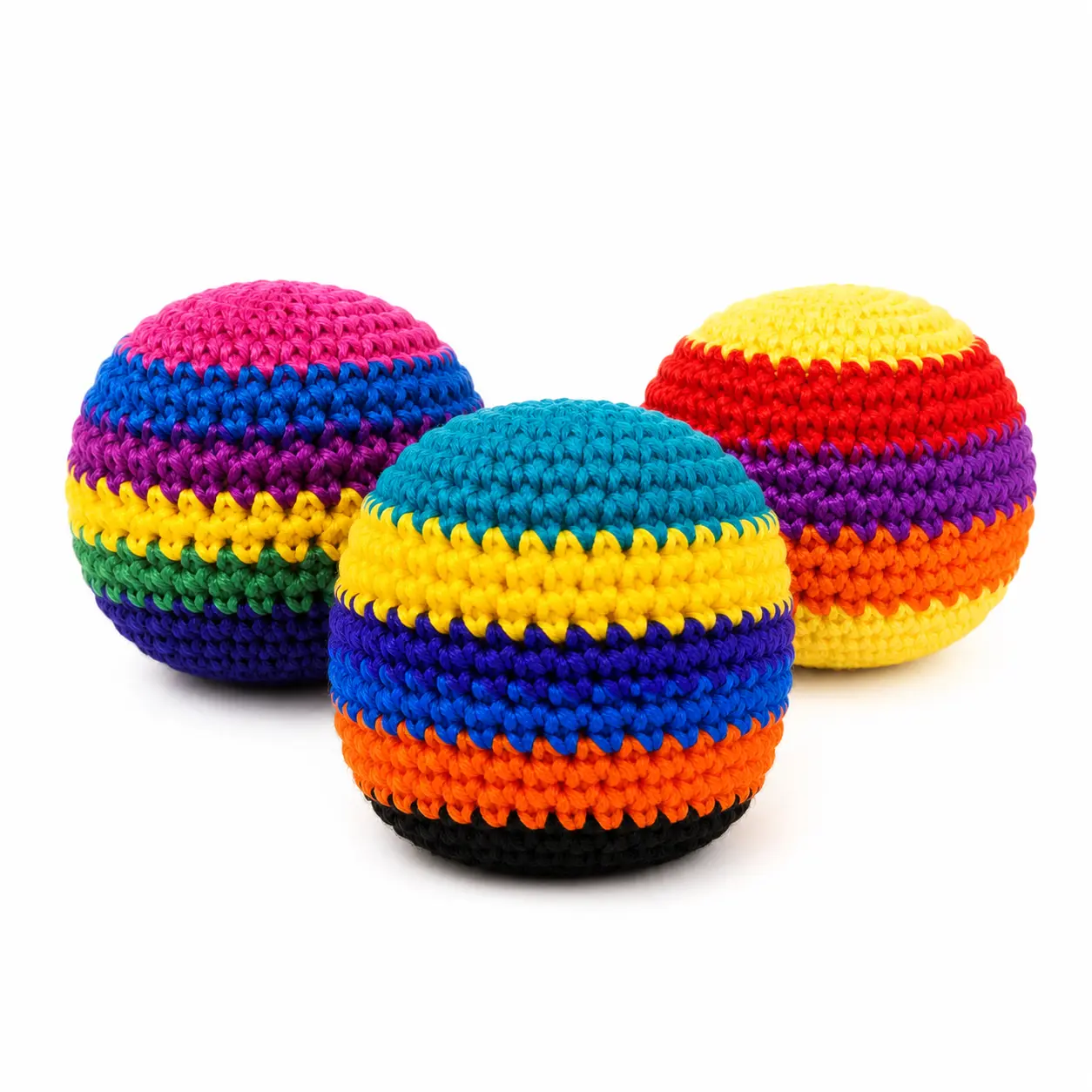 Handmade Crochet Hacky Sack Balls, Soft Footbag Kick Set for Kids & Adults, Colorful Juggling Toss Balls for Foot Kick, Catch Training, Outdoor Games, Travel & Party Fun (3PCS/6PCS, Random Colors)