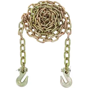 BLACKHORSE-RACING 1/4''x12' Grade 70 Transport Binder Chain, G70 Tow Chain with Clevis Grab Hooks, 12,100 Lbs Breaking Strength for Tie-Down Fixed Cargo Flatbed Truck Trailer Chain
