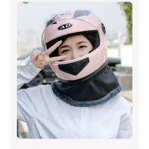 AD Unisex Full Face Winter Helmet for Electric Mopeds - Safety Certified, 1.4kg, 52cm to 62cm, Quick Release, Adjustable Sizing, Advanced Thermal Insulation, Enhanced Windproof Construction, Ear Protection, Cold Weather Riding Gear