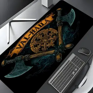 Viking Axes Valhalla Aesthetic Design Large Gaming Mouse Pad,Aesthetic Desktop Decoration Drotection Pad,Washable Rubber Pad Non-Slip Lock Edge Multi-Size Mouse Pad Suitable For Home Office,Good Gift for Family and Friends