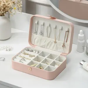 Travel Jewelry Box, 1 Count Portable Display Storage Boxes for Earrings, Rings, Necklaces, Bracelets, Jewelry Armoire Organizer