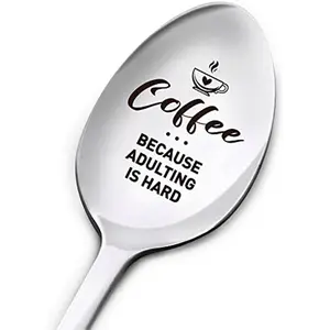 Funny Coffee Lover Spoon Gift, Engraved Stainless Steel Coffee Spoon for Women, Birthday Thanksgiving Christmas Gift Idea, Tableware Cutlery