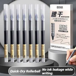 12pcs Gel Pens 0.5mm Needle Type Gel Ink Pens Straight Liquid Smooth Writing Ballpoint Pen Colors Stationery School Office Writing Stationery