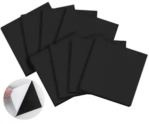 8 PCS Adhesive Foam Padding Sheets Closed Cell Neoprene Foam Sheet 1/2" Thick, 4" x 4" Self Stick Insulation Anti Vibration Pads Anti-Slip for Furniture, Cars, Speakers, DIY
