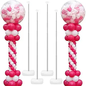 Heavy-Duty Balloon Column Stand Kit for Floor - 6.6ft Adjustable Metal Telescopic Balloon Tower with Base for Birthday, Wedding, Baby Shower, Graduation Party & More