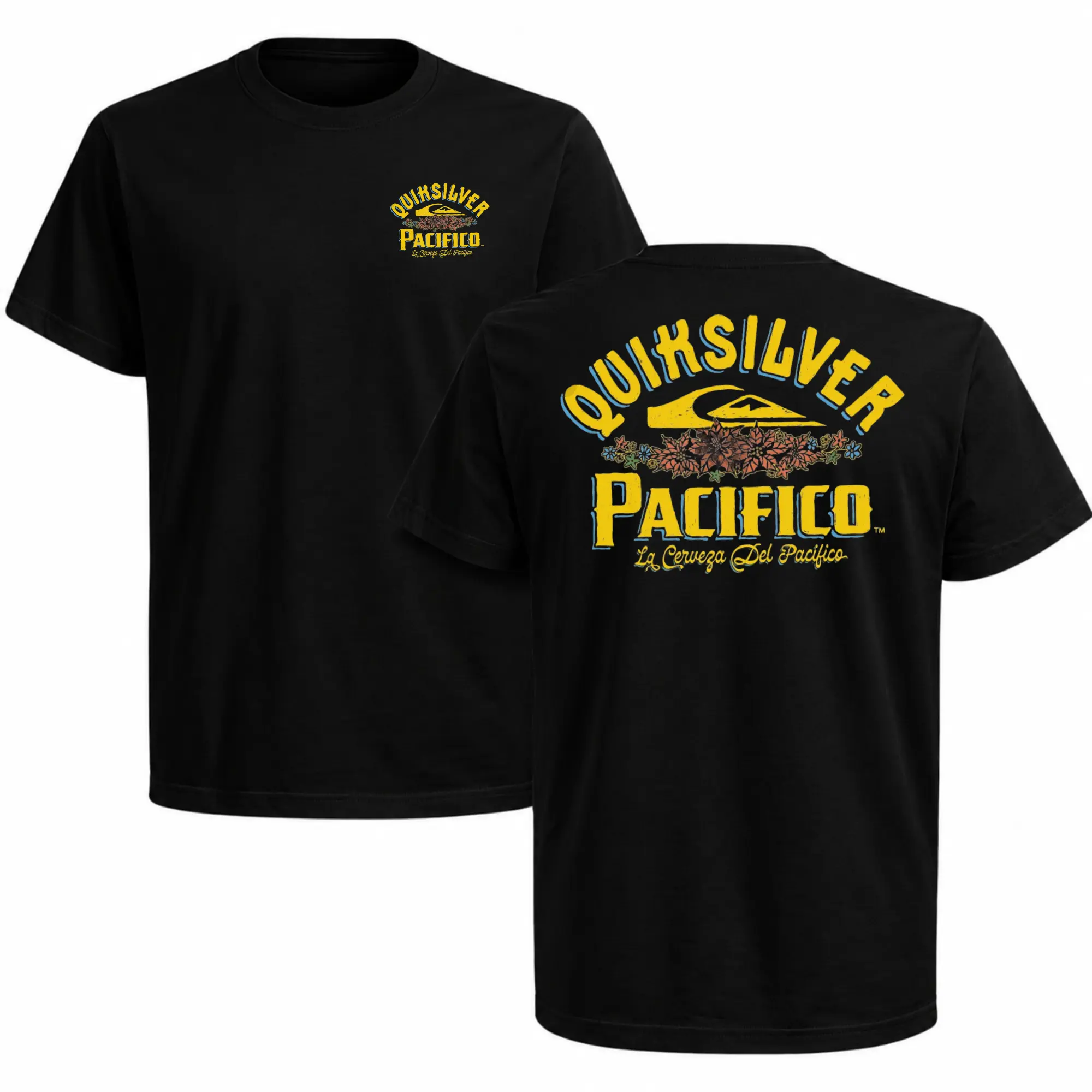 Quiksilver x Pacifico T-Shirt, Quiksilver Pacifico Beer Graphic Tee, Surf Lifestyle Short Sleeve Shirt