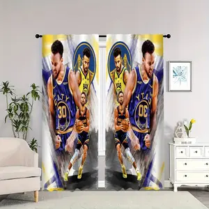 Warriors Curry basketball-themed indoor curtains, blackout, heat-insulating, and soft, suitable for home décor.