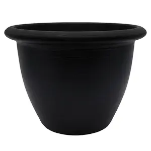 The HC Companies Sevilla Self-Watering Pot with Internal Disk, 14 Inch, Black