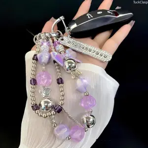 2026 Luxury Beaded Wristlet with Rhinestone Butterfly Charm, Stylish Accessory for Phone Cases, Bags, and Car Keys, Elegant Wrist Strap for Women, Perfect New Year Gift on TikTok Shop