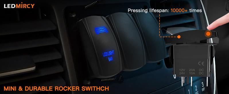 LEDMIRCY 7-Inch LED Light Bar – 6 Modes, Waterproof Multi-Mode LED Light Bar, White & Amber Strobe Lights, Off-Road, Fog Lights for Trucks, Boats, ATVs, Jeeps, SUVs