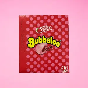 Bubbaloo Sabor Fresa, 47-Pack, Strawberry Flavored Gum, Snack Mexican Candy Dulces Mexicanos Sweet Chicle Chewy Juicy Strawberry Filt Liquid