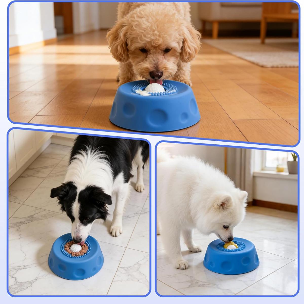 Interactive Rolling Ball Dog Slow Feeder Licking Bowl Anti-Choke Pet Feeding Bowl for Slow Eating & Digestion