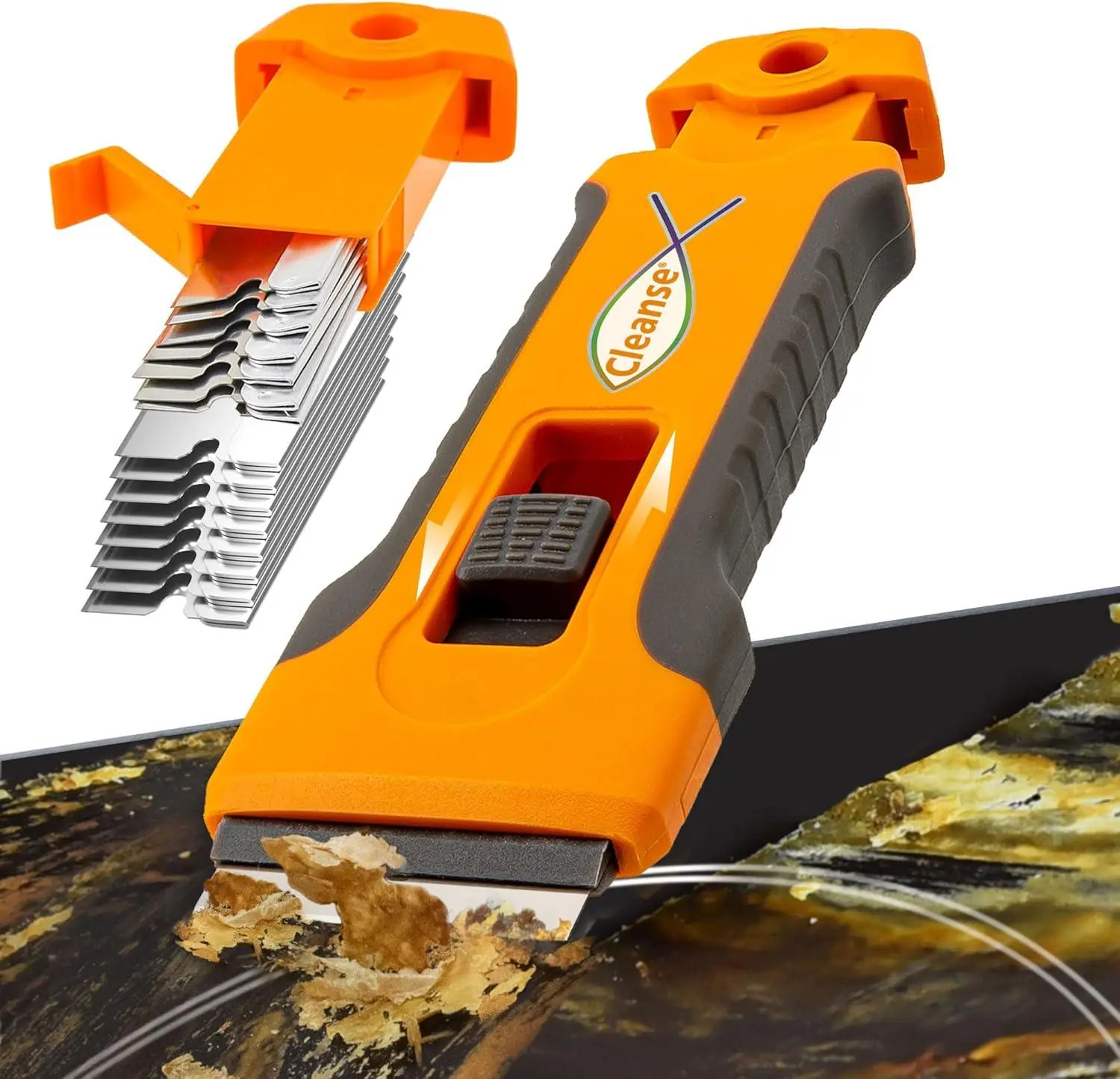 Ultra Scraper Cleaning Tool - 15 Extra Blades (15pcs), A Go-To Pick for Stubborn Stains on Various Surfaces (Countertops, Glass, Stoves, Oven Doors, Cooktops) & Paint Removal (Home Improvement Paint Supplies & Tools)