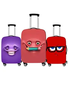 Fun Expression Printed Luggage Cover, Suitable for 18-32 Inch Luggage, Elastic Luggage Protection Cover for Outdoor Use, Durable Dustproof Luggage Cover