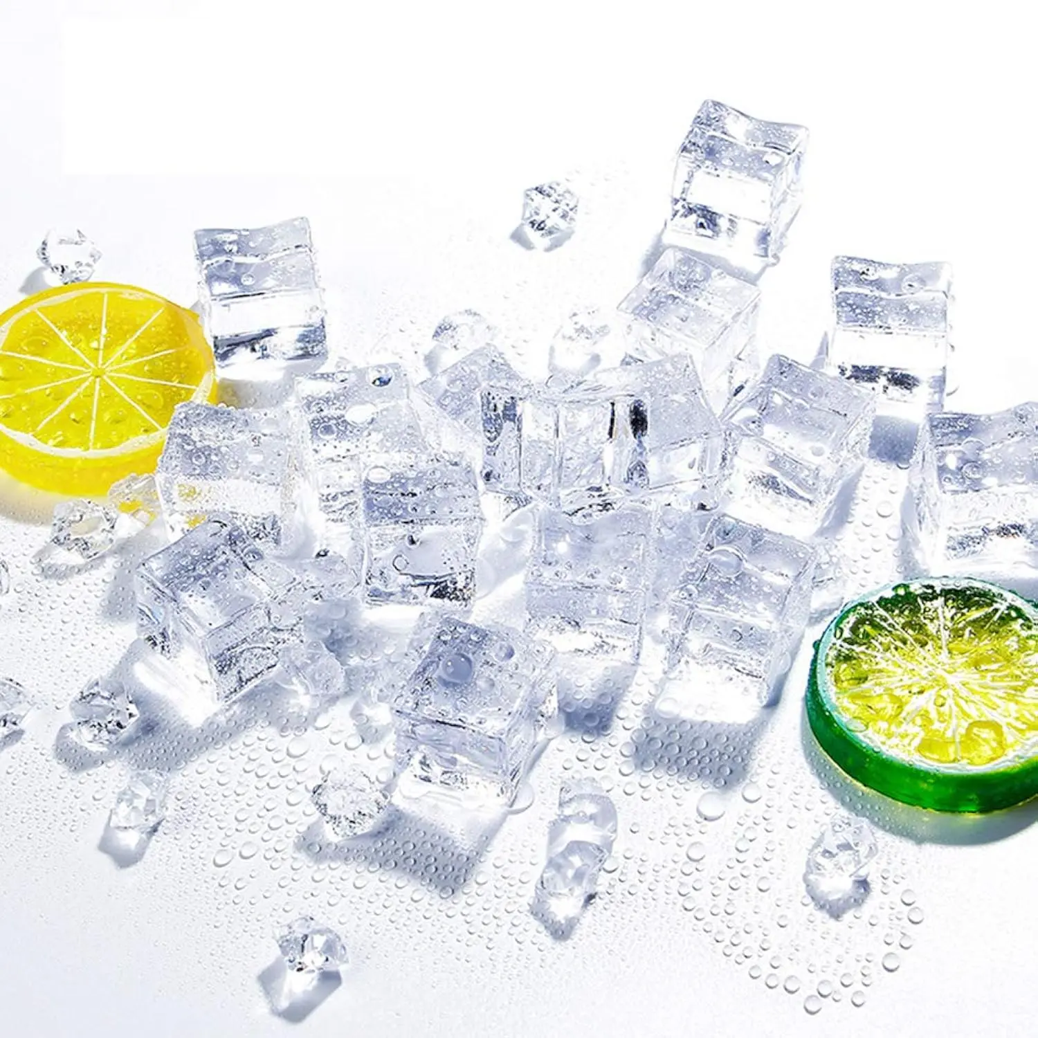 50 Pcs 20Mm Clear Fake Ice Acrylic Decorative Ice Cubes Display For Home Decoration Wedding Centerpiece Vase Fillers,Photography Props&Kitchen Decoration