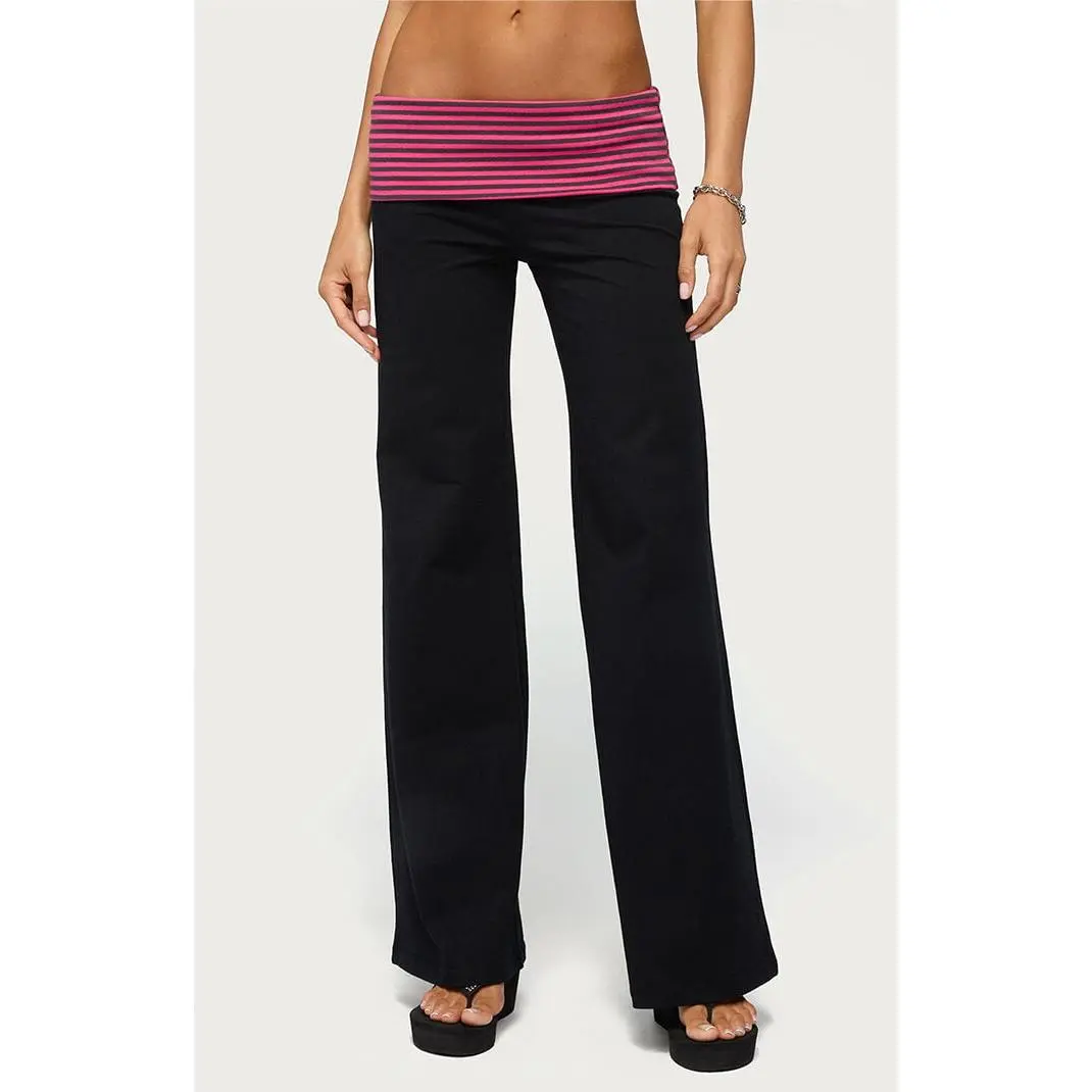 Edikted Women's Maci Striped Foldover Pants