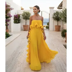 Women's 2026 Summer Sequin Ruched Tube Top Maxi Dress, Flowy A-Line Swing Formal Party Dress, Dresses