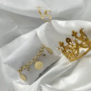 Valdes Luxury Gold Plated 14K Bracelet with Coin Pendants High Quality Everyday Jewelry Elegant Design