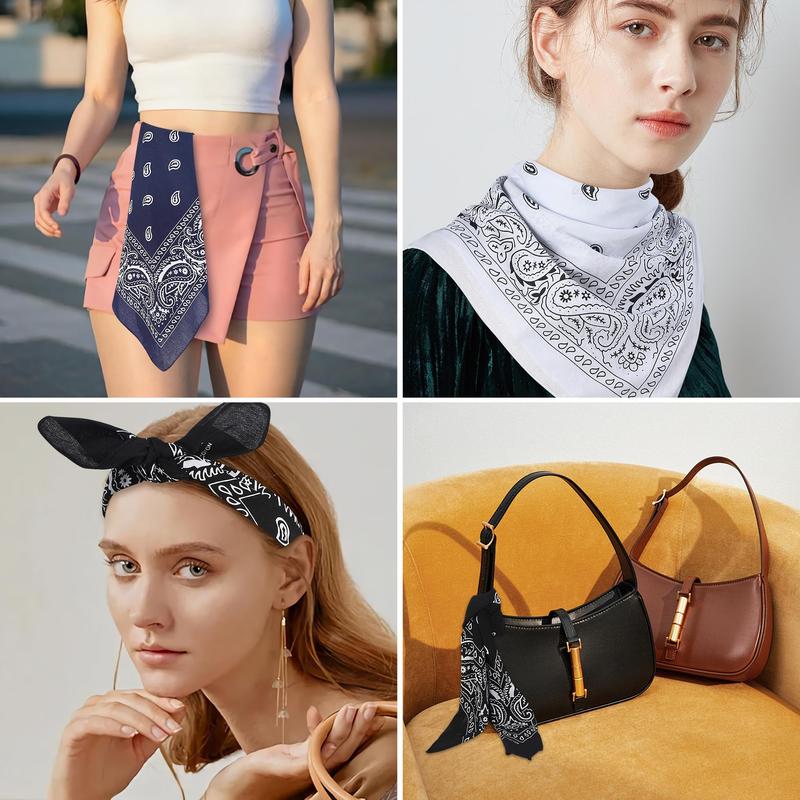 4 Pack 21" x 21" Large Bandanas for Men & Women, Multi-Purpose Bandana Headbands, Square Head Scarf ﻿