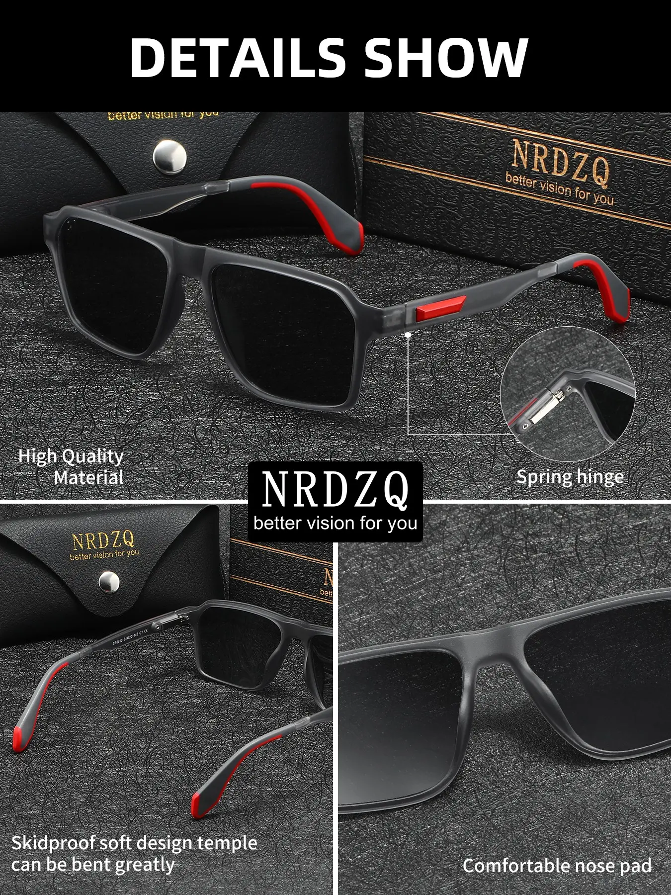 Lightweight Metal Frame UV400 Protection Sunglasses with Gift Box LUENX Rectangular Polarized Aviator Sunglasses for Men Retro  main image 3