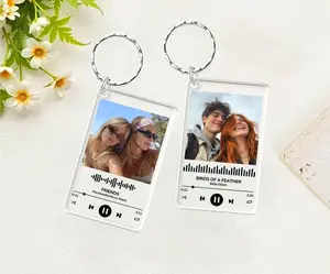 Custom Song Keychain, Personalized Photo Keychain, Valentine's Day Gift for Him Her, Couple Keychain, Friendship Keychain, Boyfriend Gift