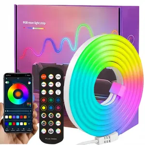 1 Piece RGB LED Neon Rope Light, Vibrant RGB Lighting, 118.11 Feet (3 Meters), Music Sync APP/remote Control, DIY Game Room Decor, Indoor Decoration