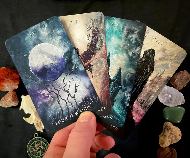 Dark Fantasy Tarot Deck, 78 Cards with Original Shadowy, Otherworldly Gothic Character Art by J Edward Neill