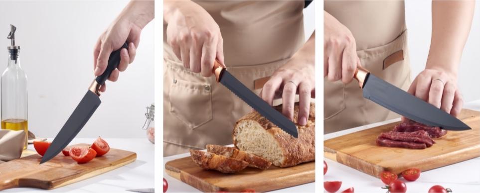 BUUYIS 18-Piece Kitchen Utensil Set — Durable, Heat-Resistant, BPA-Free Matte Silicone Cookware Tools (Non-Stick Cookware Compatible) — Includes Chef's Knife Set (Contains 11 Utensils, 5 Sharp Knives, 1 Pair of Scissors, and 1 Rotating Storage Caddy)