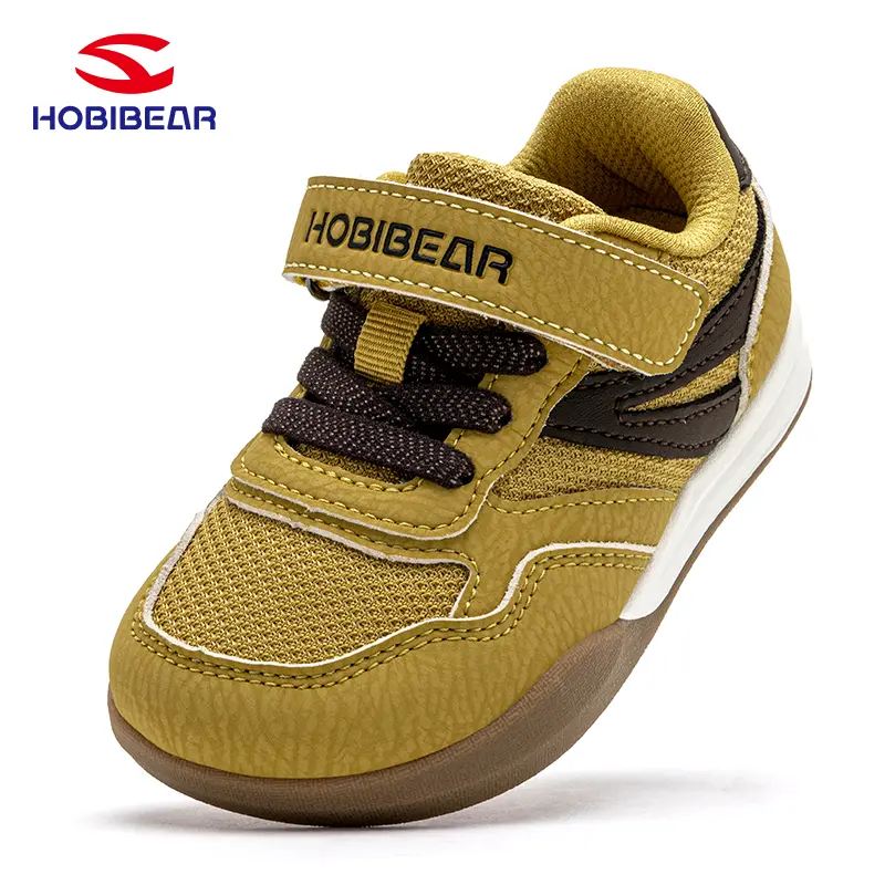 HOBIBEAR Kids' Wide Fit Low Top Casual Trainers - Synthetic, Wide Toe Box, Minimalist 0-Drop, Velcro, Hidden Elastic Laces, Flexible Everyday Shoes for Boys & Girls, Round Toe, Safe, Breathable