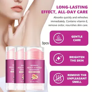 Women's Underarm Balm 3-Pack, Peach Scented Deodorant, Portable Fresh Fragrance, Quick Absorption, Non-Sticky, 40g, Daily Use, Travel Friendly
