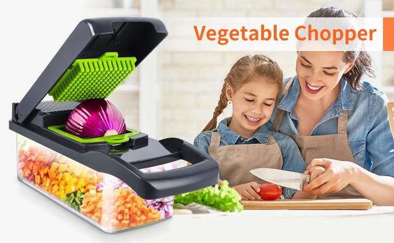Vegetable Chopper, Multifunctional 14in1 Food Choppers Onion Chopper, Time-and Labor-Saving Food, Container for Salad Potato Carrot, Kitchen Tool