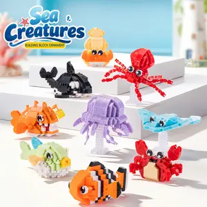 Sea Creatures Micro Building Blocks | Octopus Crab Clownfish Assembly Ornaments | Educational Toy Gift