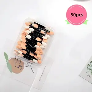 50-Piece Dual-Ended Eyeshadow Brushes, Short Sponge Tips for Even Application, Women's Makeup Tools, Perfect for Professional Use