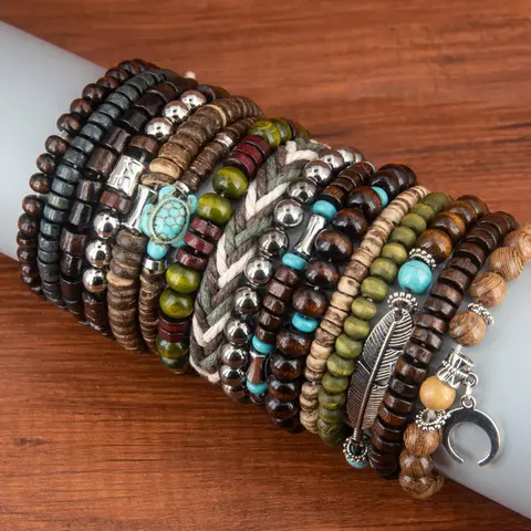 Boho Style Feather & Turtle Charm Decor Beaded Bracelets, Bracelet with Charms, 16pcs Fashion Colorblock Beaded Bracelet Set for Men & Women, Trendy Exquisite Jewelry As Gift, Trendy Fashionable Accessories