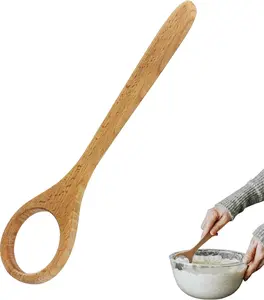 12 Inch Solid Wood Dough Whisk for Sourdough Bread Baking - Heavy Duty Mixing Tool for Cookie Dough, Pizza Pastry Batter - Natural Kitchen Baking Utensil with Ergonomic Handle