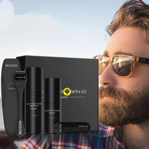 Beard Care Kit for Men – Beard Oil Serum & Derma Roller Set, Grooming Kit for Fuller Thicker Beard Look (30ML)