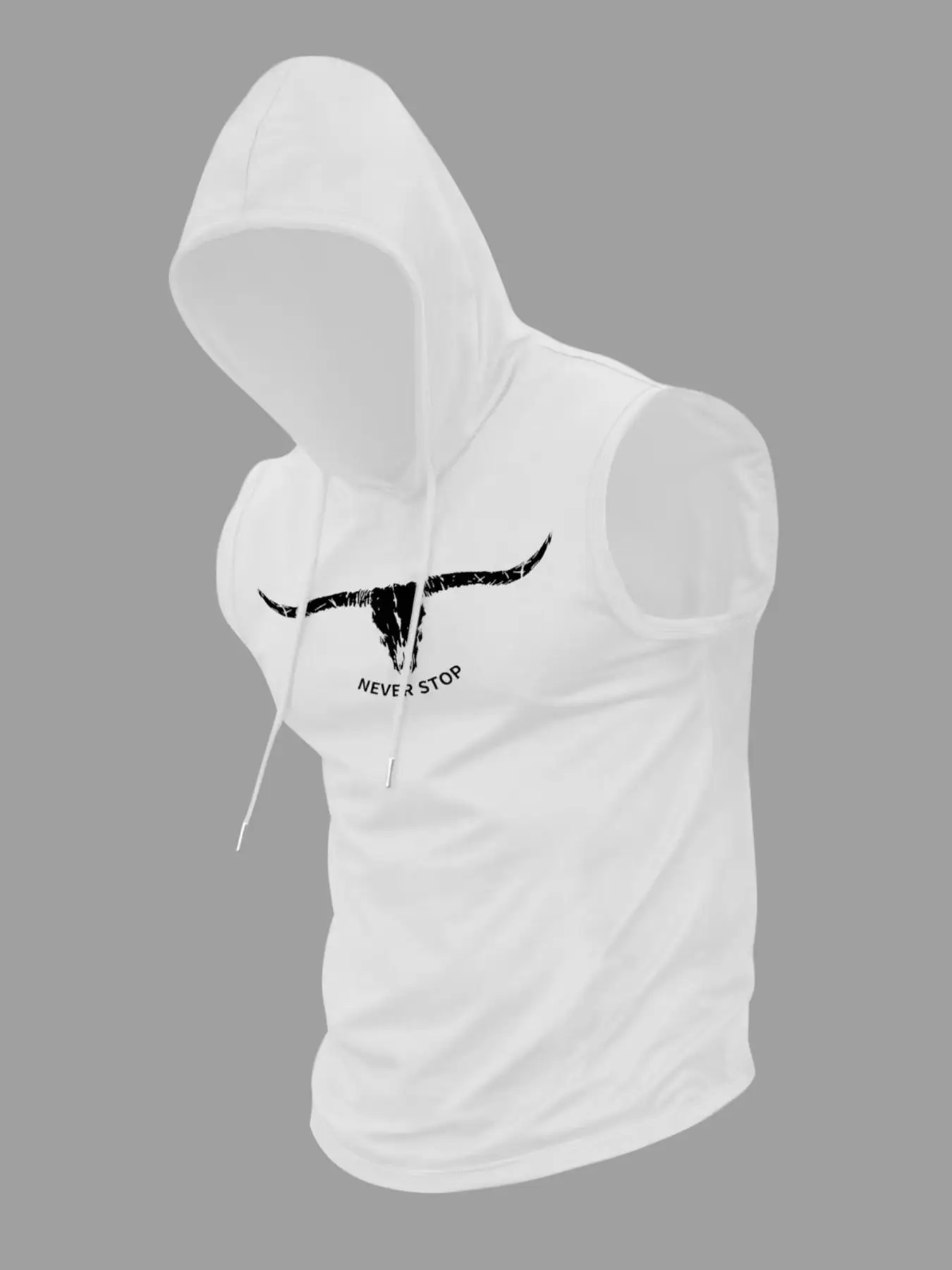 Men's Regular Fit Letter & Bull Head Print Hooded Tank Top, Casual Graphic Sleeveless Top for Summer, Fashion Men's Top for Daily Wear